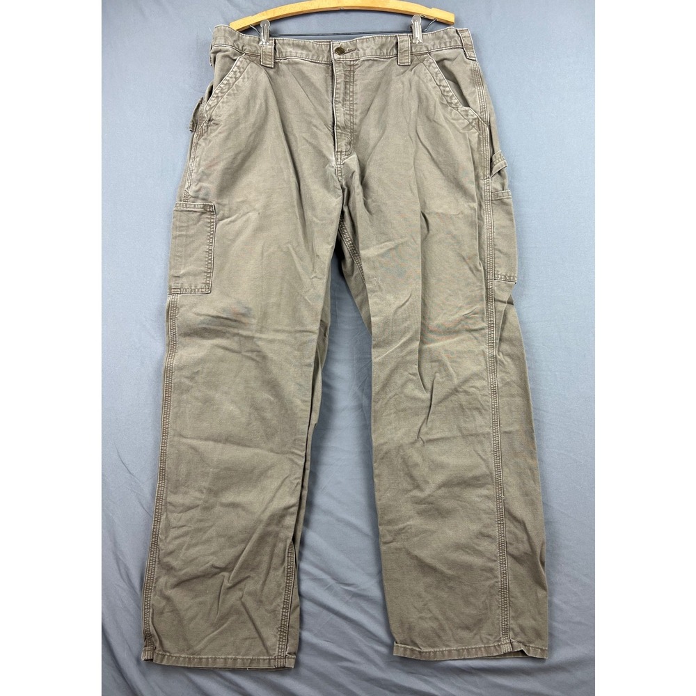 Carhartt Carpenter Pants Mens 38x32 Loose Fit Duck Canvas Brown Utility Good